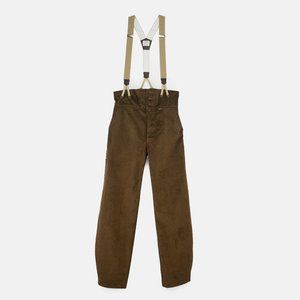 Le Laboureur Corduroy French Farm Pant with Braces in Hazelnut, Unisex Size 42